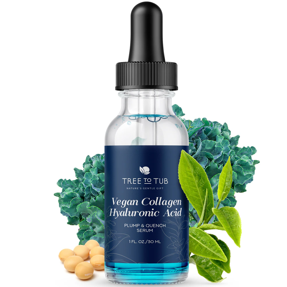 Tree to Tub Hydrating Hyaluronic Acid & Vegan Collagen Serum for Face -- 1 fl oz
