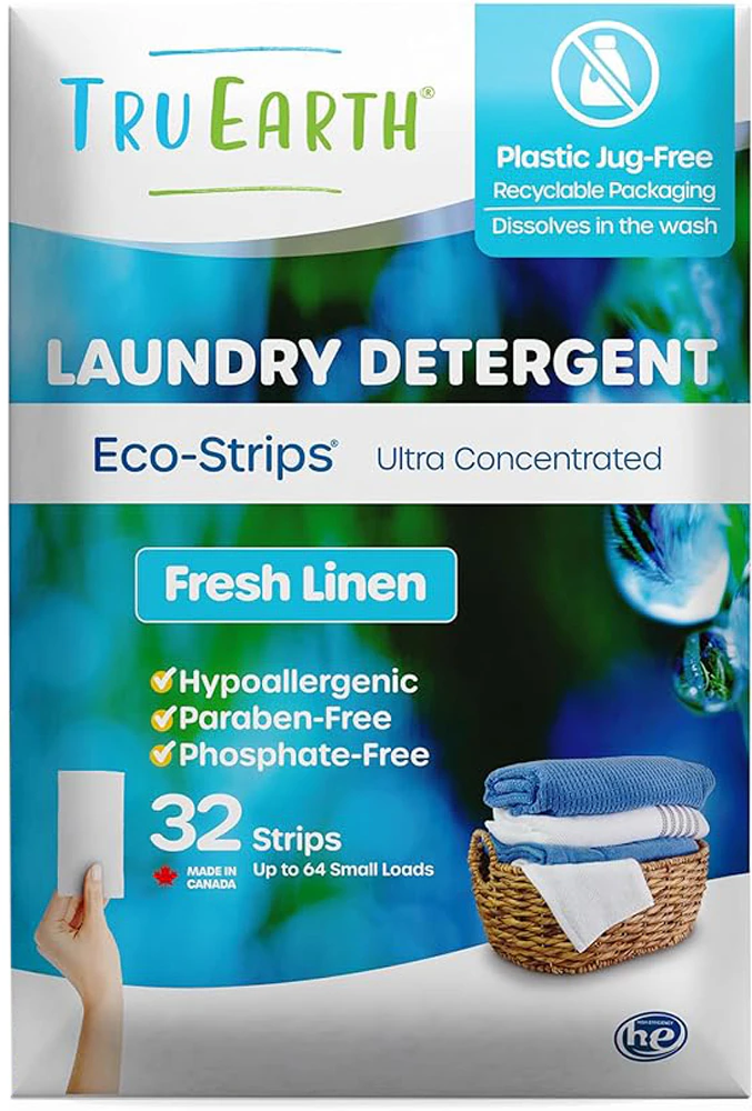 Tru Earth Laundry Detergent Ultra Concentrated 64 Loads Fresh Linen -- 32 Strips