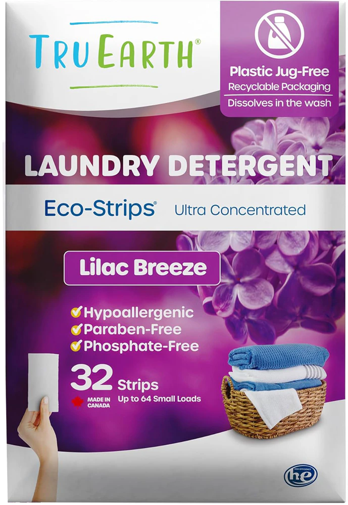 Tru Earth Laundry Detergent Ultra Concentrated 64 Loads Lilac Breeze -- 32 Strips