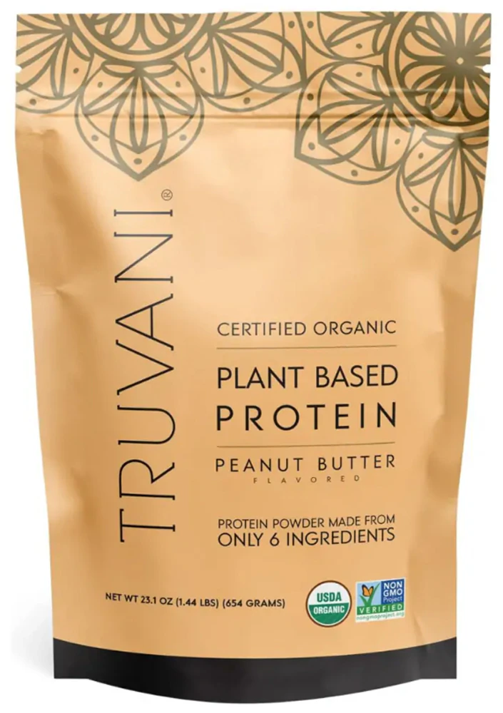 Truvani Organic Plant Based Protein Powder Peanut Butter -- 20 Servings