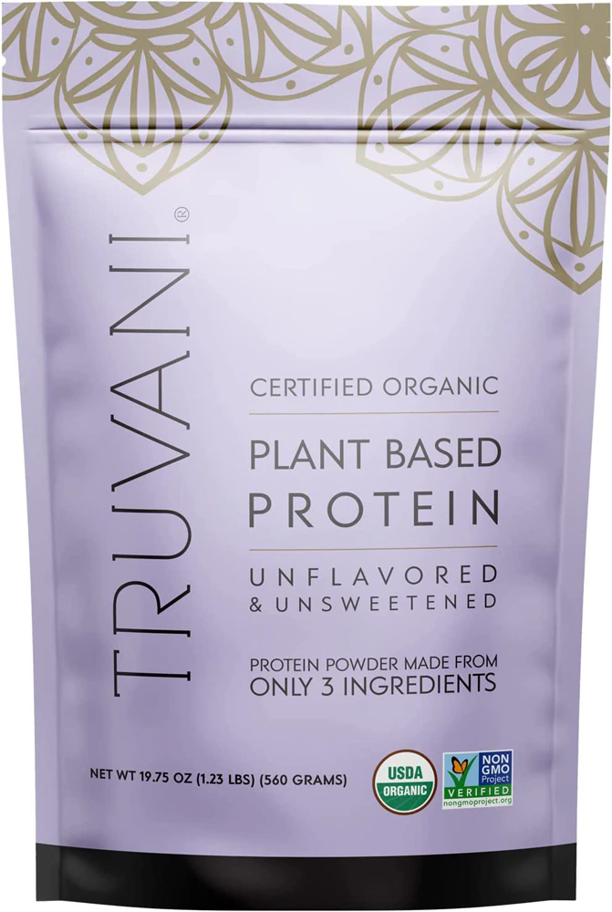 Truvani Organic Plant Based Protein Powder Unflavored & Unsweetened -- 20 Servings