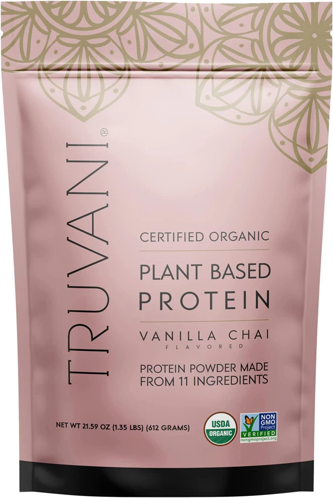 Truvani Organic Plant Based Protein Powder Vanilla Chai -- 20 Servings
