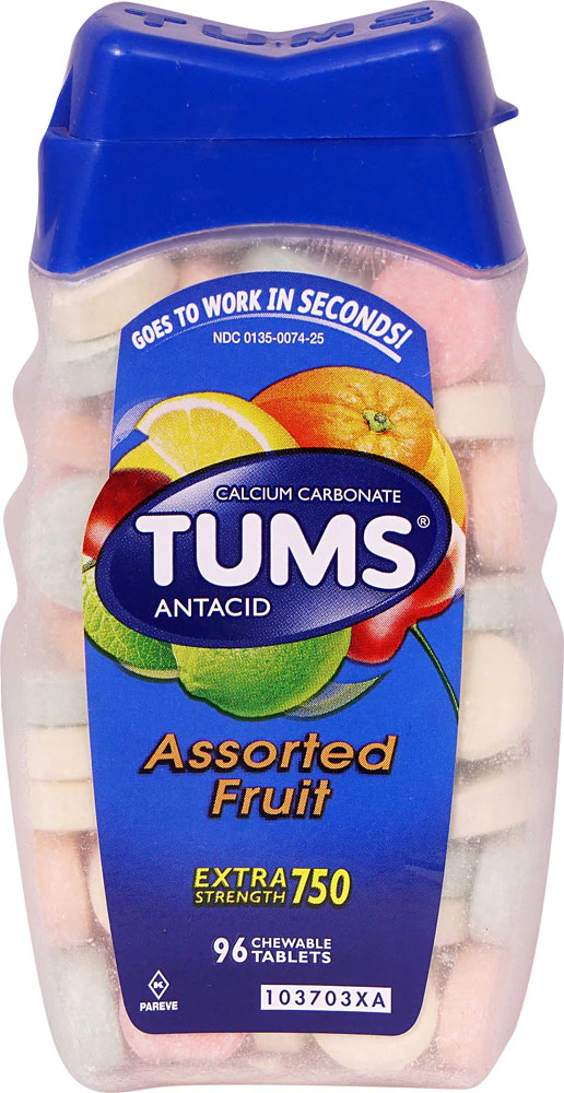 Tums Antacid Chewable Tablets Assorted Fruit -- 96 Chewable Tablets