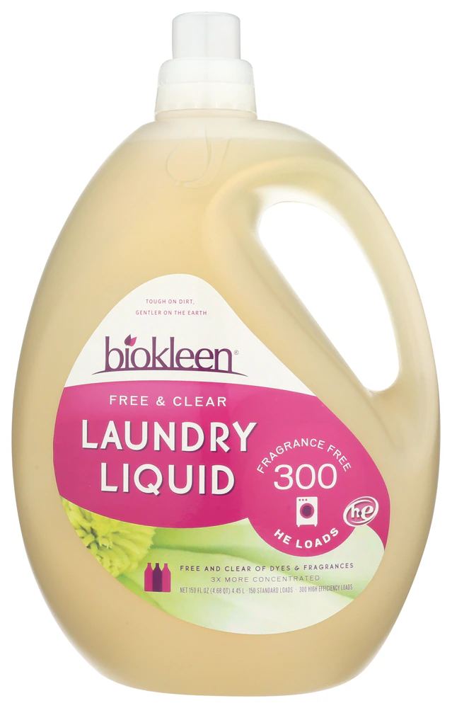 Biokleen Laundry Liquid Free & Clear 300 Loads Fragrance Free -- 150 fl oz