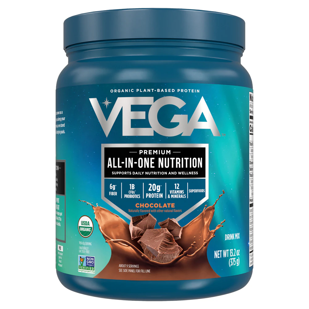 Vega Organic All-in-One Nutrition Vegan Protein Powder Chocolate -- 9 Servings