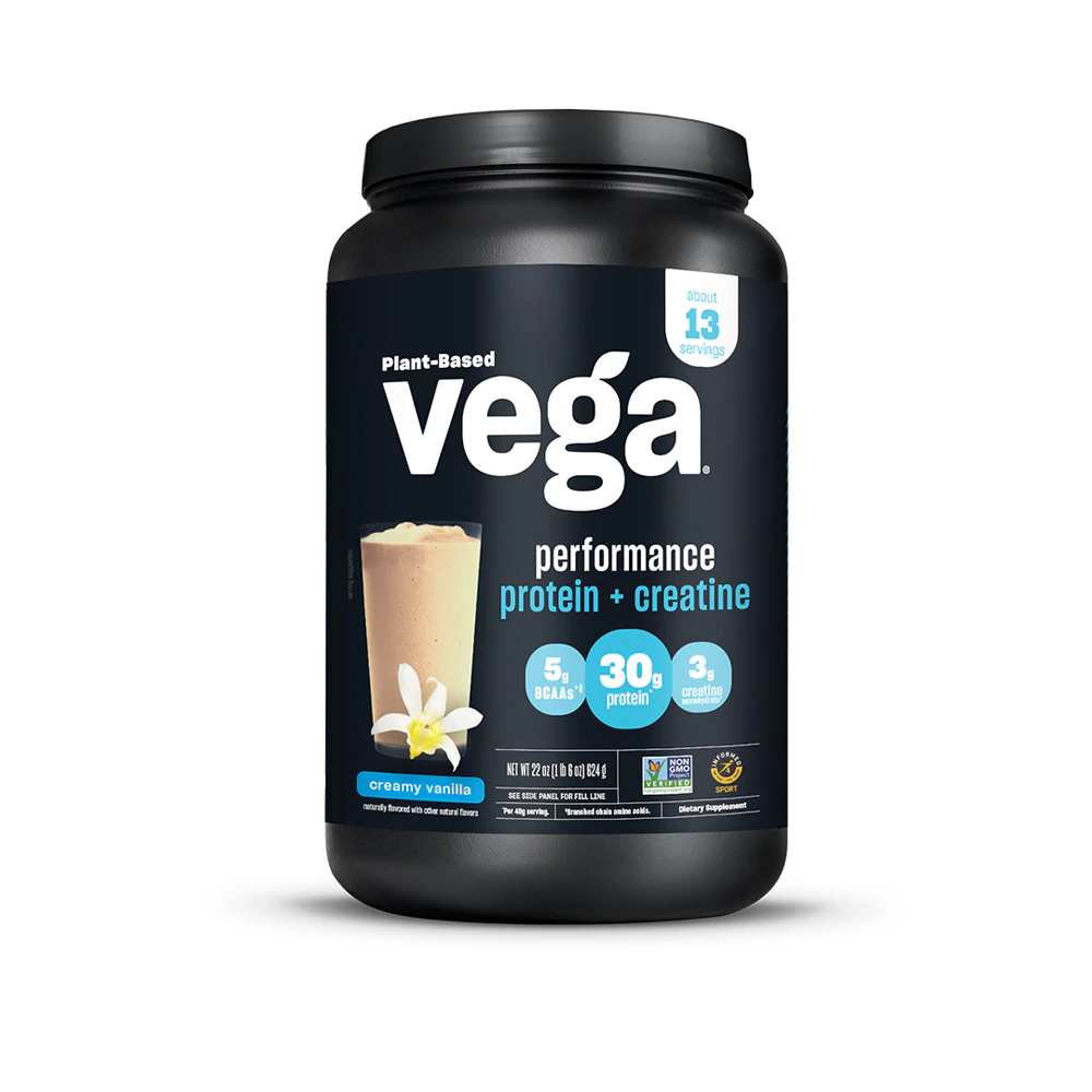 Vega Performance Protein + Creatine - Informed Sport Certified - Vegan Plant Protein Powder Creamy Vanilla -- 22 oz