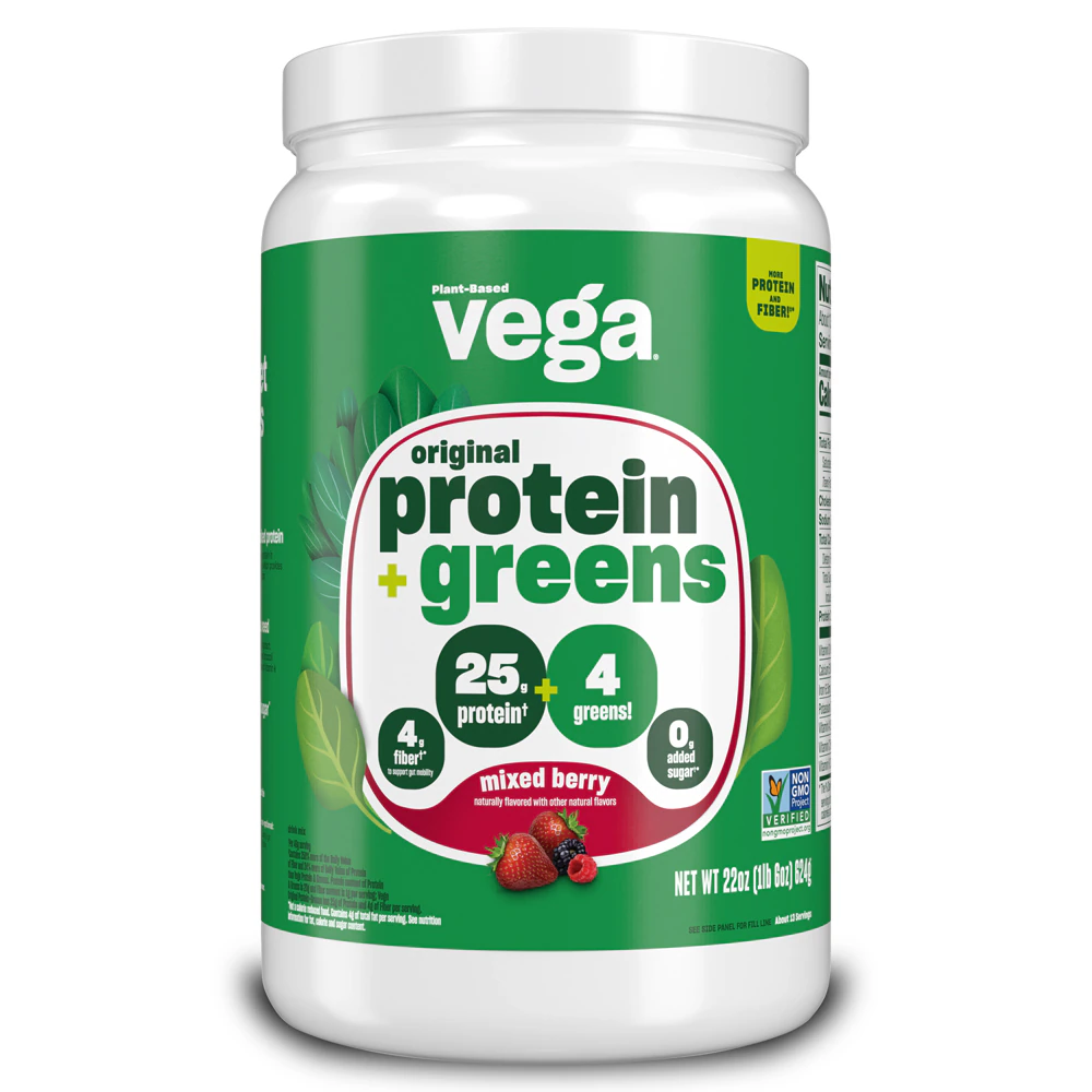 Vega Protein and Greens - Vegan Plant Protein Powder Mixed Berry -- 13 Servings
