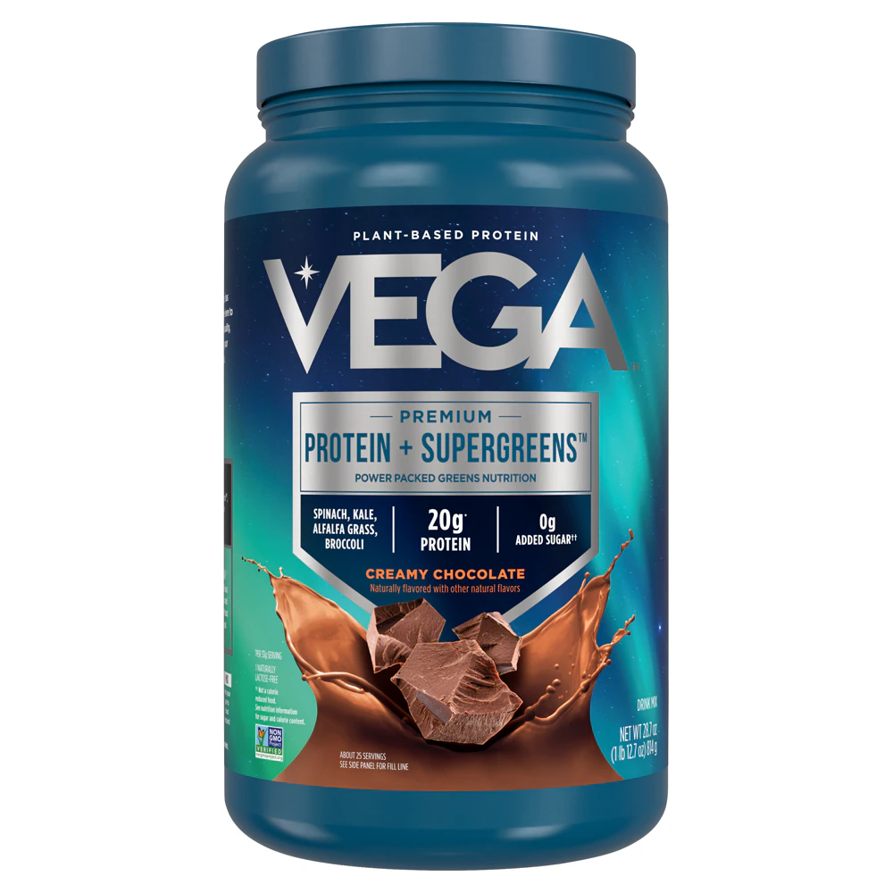 Vega Protein + Supergreens Plant Based Protein Powder Chocolate -- 28.7 oz