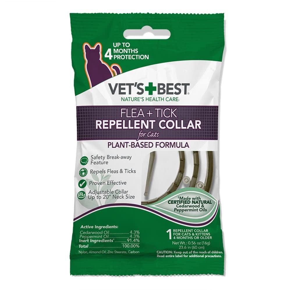 Vet's Best Flea + Tick Repellent Collar for Cats Plant Based Formula -- 1 Collar