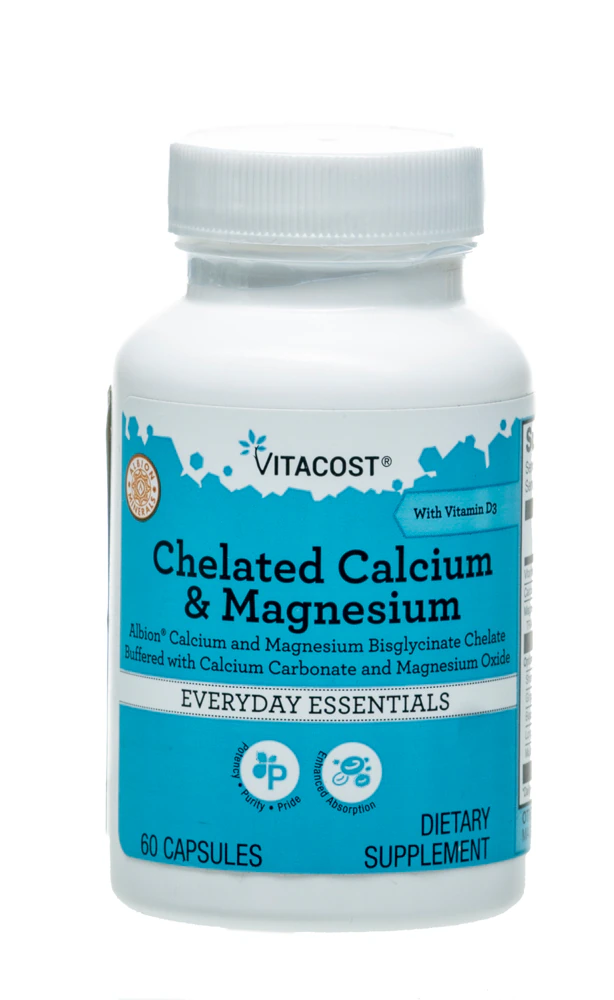 Vitacost Chelated Calcium & Magnesium - Albion? Calcium and Magnesium Bisglycinate Chelate Buffered -- 60 Capsules