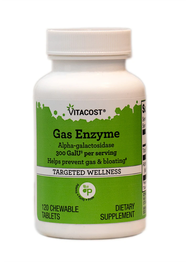 Vitacost Gas Enzyme Alpha-galactosidase -- 300 GalU per serving - 120 Chewable Tablets