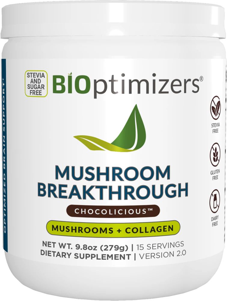 BIOptimizers Mushroom Breakthrough - Mushrooms + Collagen Powder Chocolicious -- 15 Servings