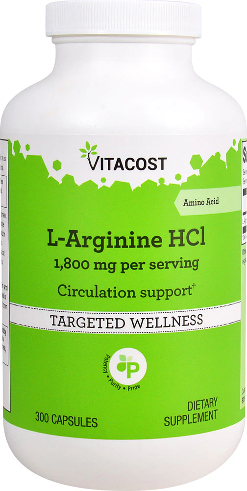 Vitacost L-Arginine HCl -- 1800 mg per serving - 300 Capsules