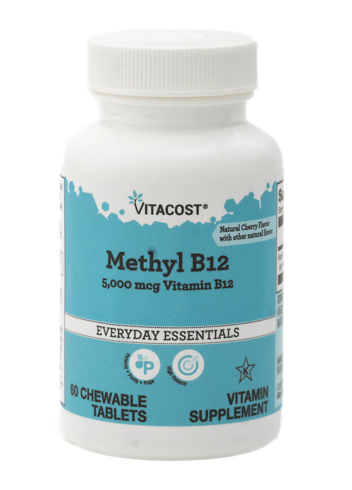 Vitacost Methyl B-12 Natural Cherry -- 5000 mcg Vitamin B12 - 60 Chewable Tablets