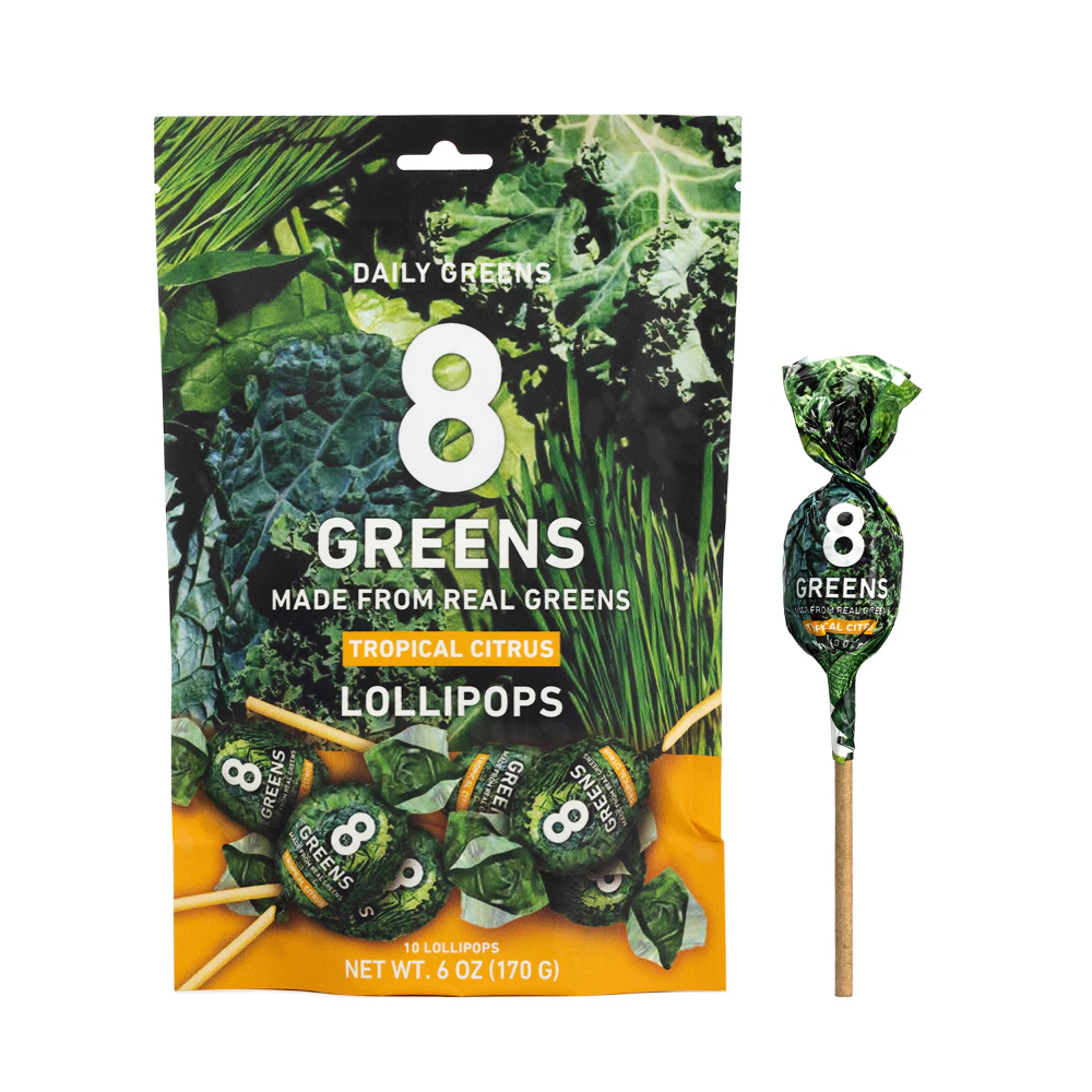 8Greens Daily Greens Lollipops Tropical Citrus -- 10 Pops