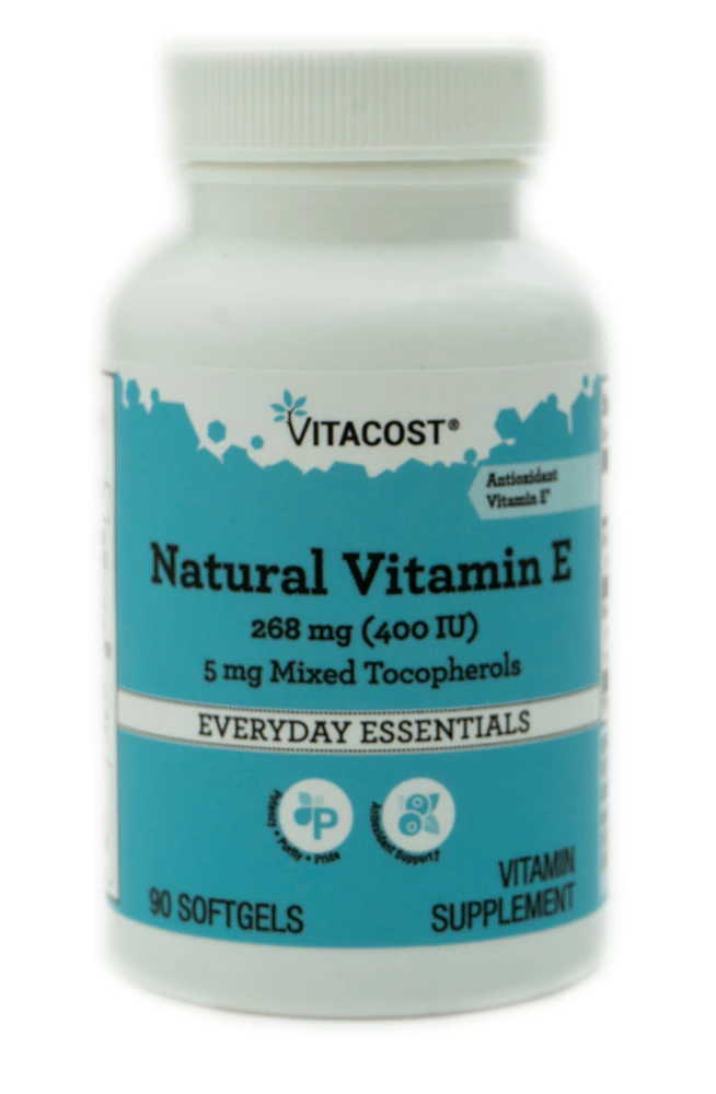 Vitacost Natural Vitamin E -- 268 mg (400 IU) with 5mg Mixed Tocopherols- 90 Softgels