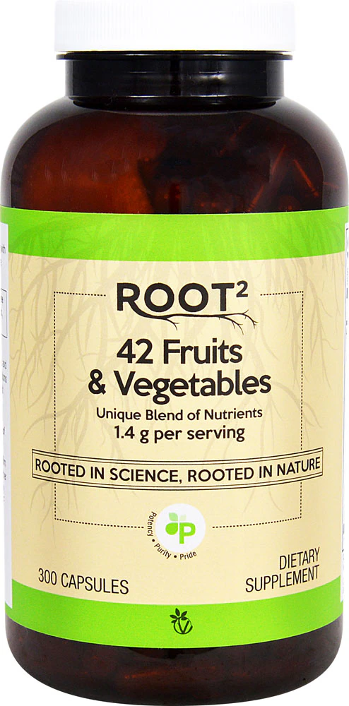 Vitacost-Root2 42 Fruits & Vegetables? -- 1.4 g per serving - 300 Capsules