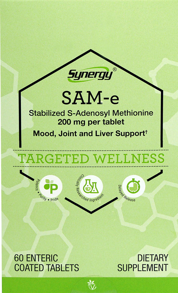 Vitacost-Synergy SAM-e -- 200 mg per tablet - 60 Enteric Coated Tabs
