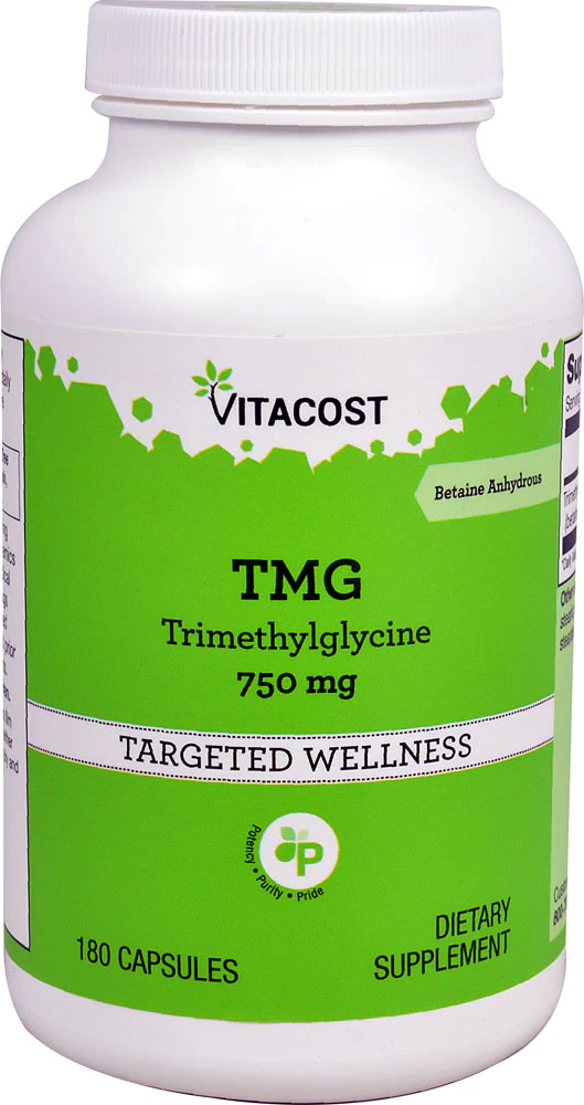 Vitacost TMG - Trimethylglycine (Betaine Anhydrous) -- 750 mg - 180 Capsules