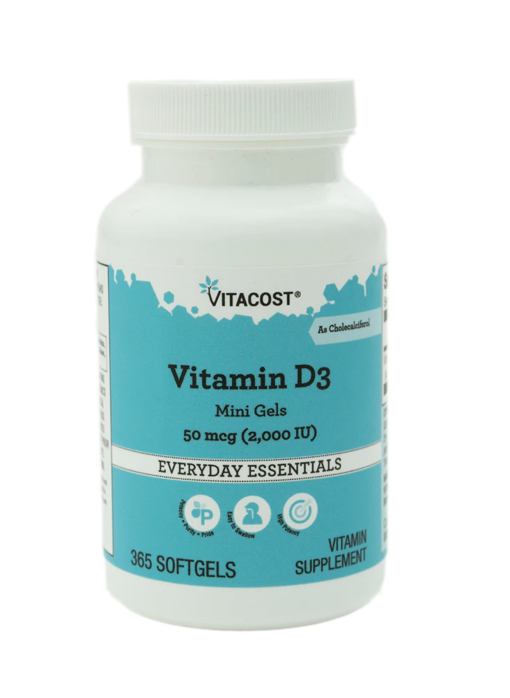 Vitacost Vitamin D3 (as Cholecalciferol) -- 50 mcg (2000 IU) - 365 Softgels - Mini Gels