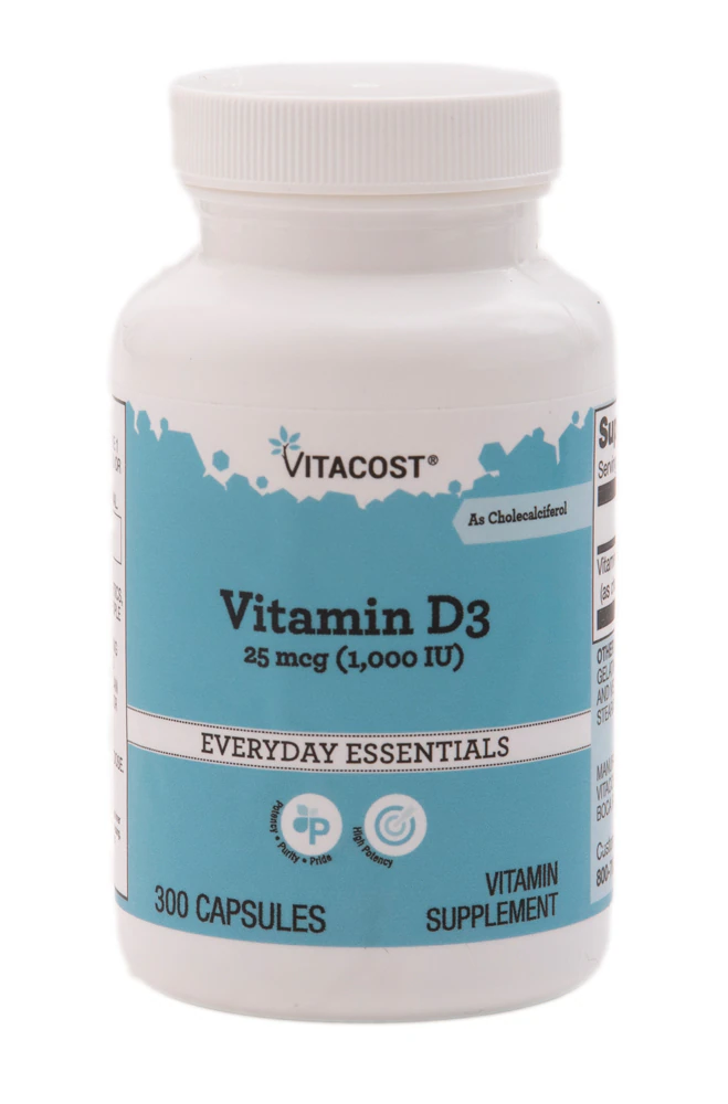 Vitacost Vitamin D3 as Cholecalciferol -- 25 mcg (1000 IU) - 300 Capsules