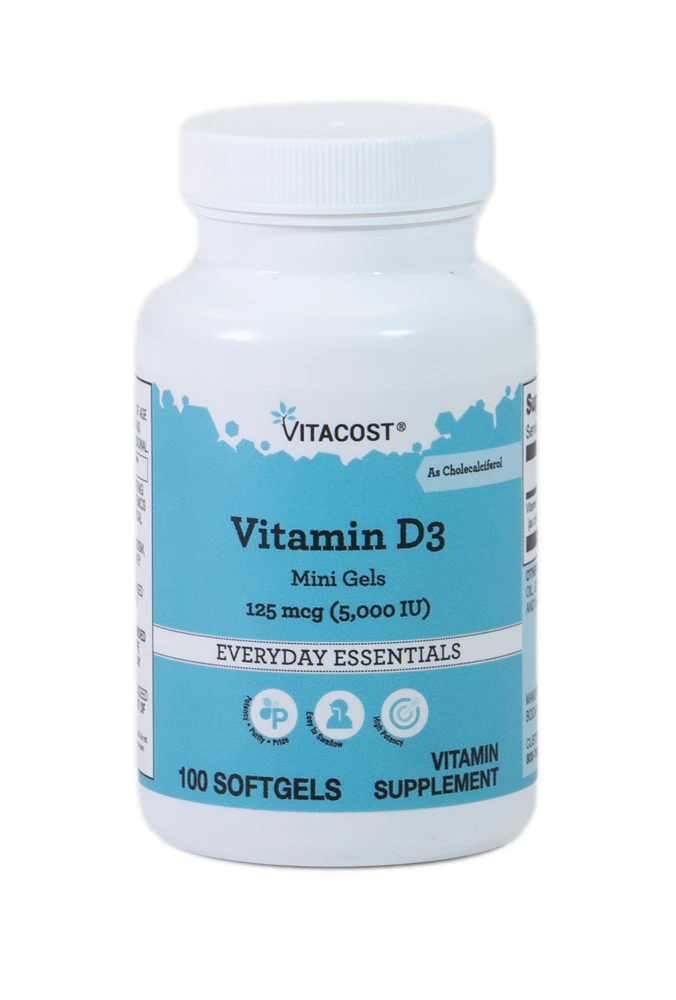 Vitacost Vitamin D3 Mini Gels -- 125 mcg (5,000 IU) - 100 Softgels