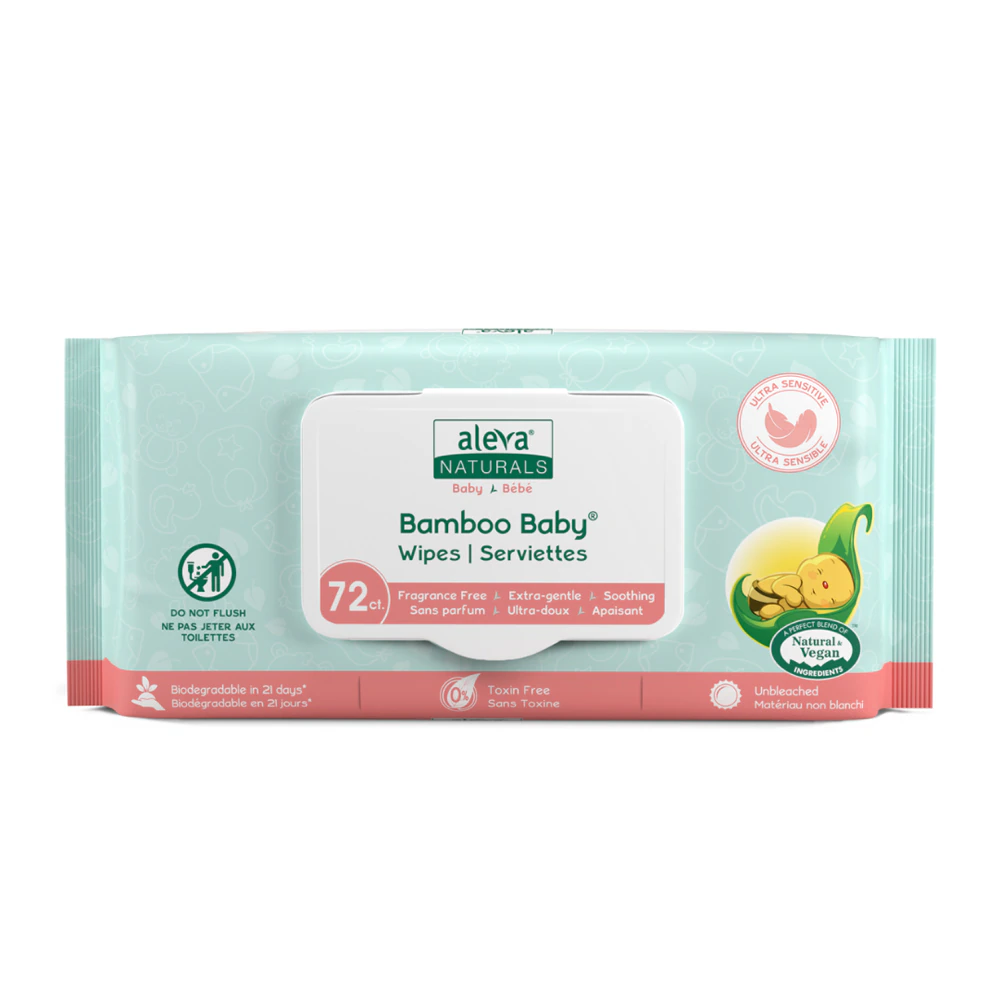 Aleva Naturals Bamboo Baby Sensitive Wipes -- 72 Wipes