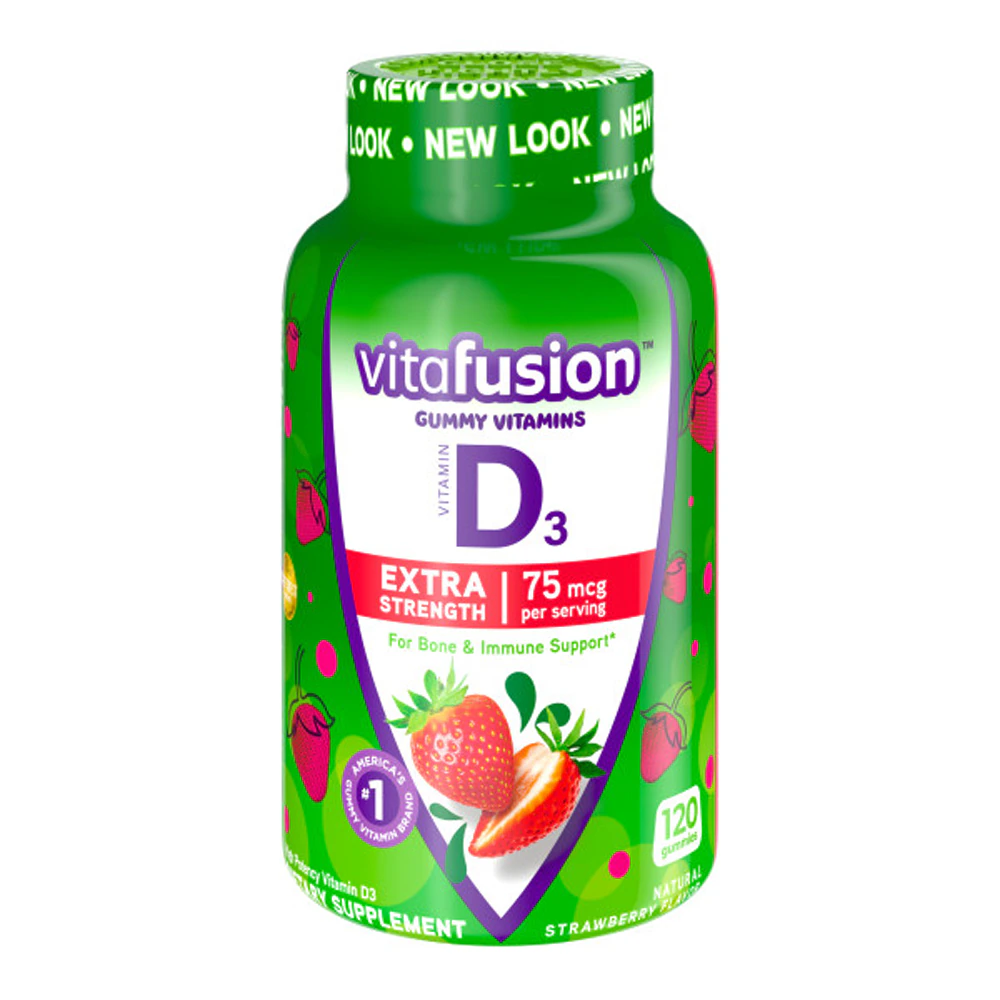 Vitafusion Extra Strength D3 Natural Strawberry -- 75 mcg - 120 Gummies