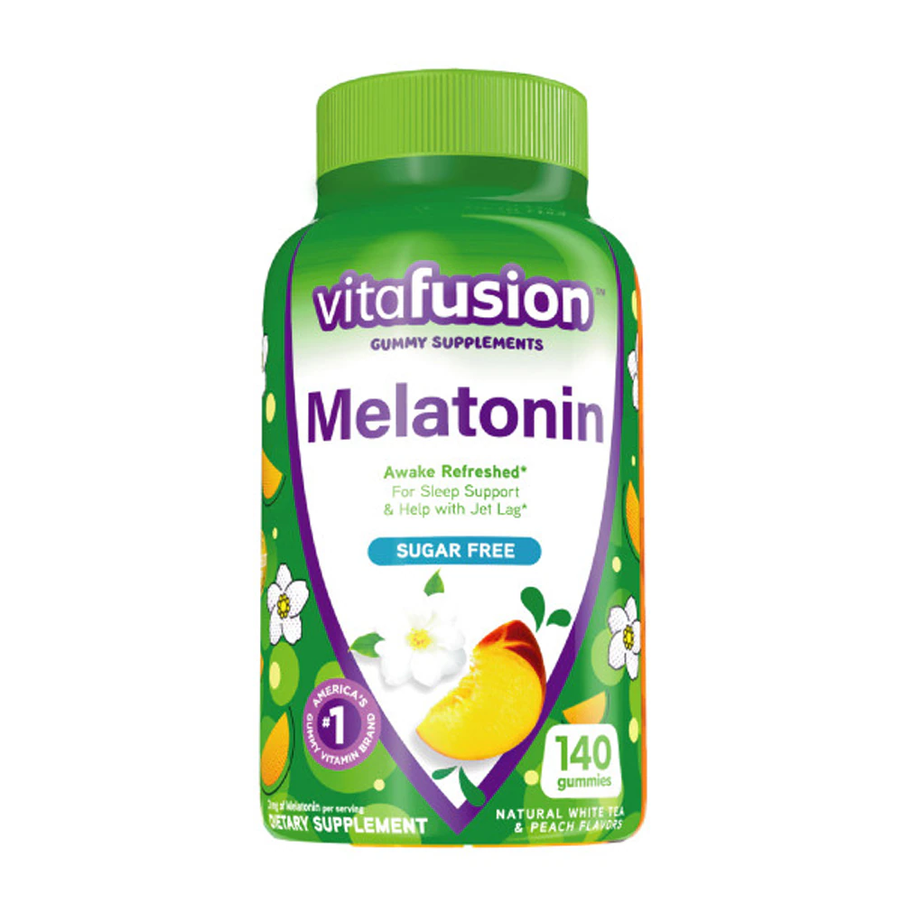 Vitafusion Melatonin Gummies Sugar Free White Tea and Peach -- 3 mg - 140 Gummies