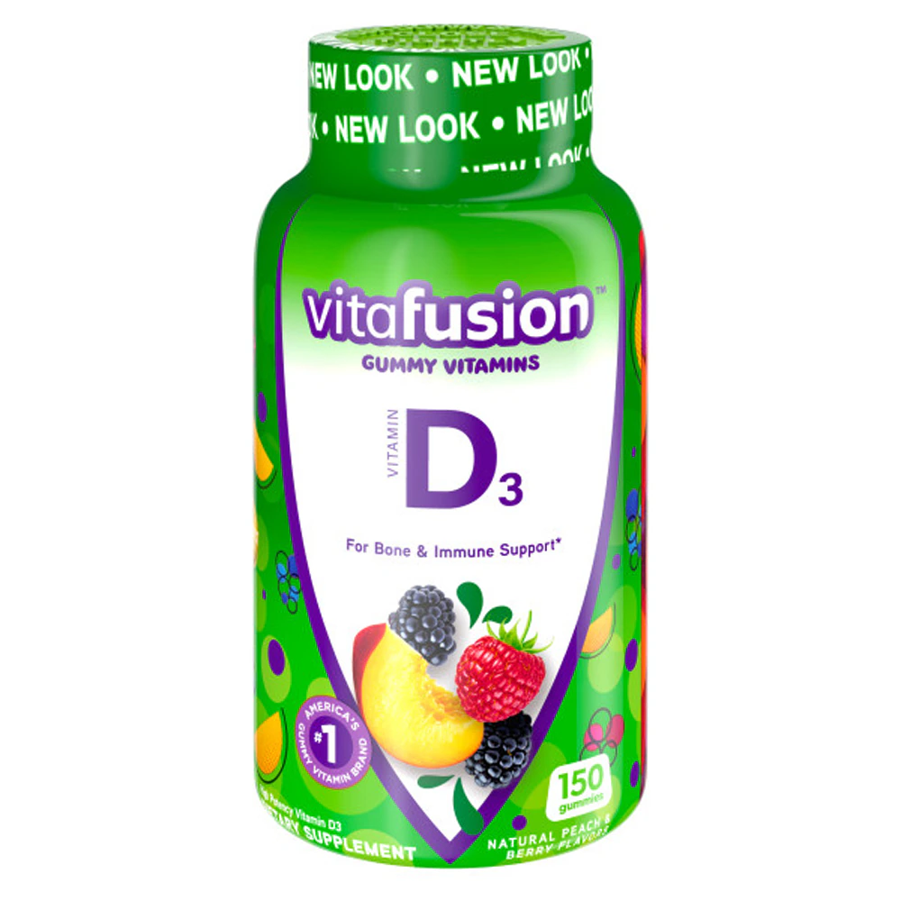 Vitafusion Vitamin D3 Gummies Natural Peach & Berry -- 2000 IU - 150 Gummies