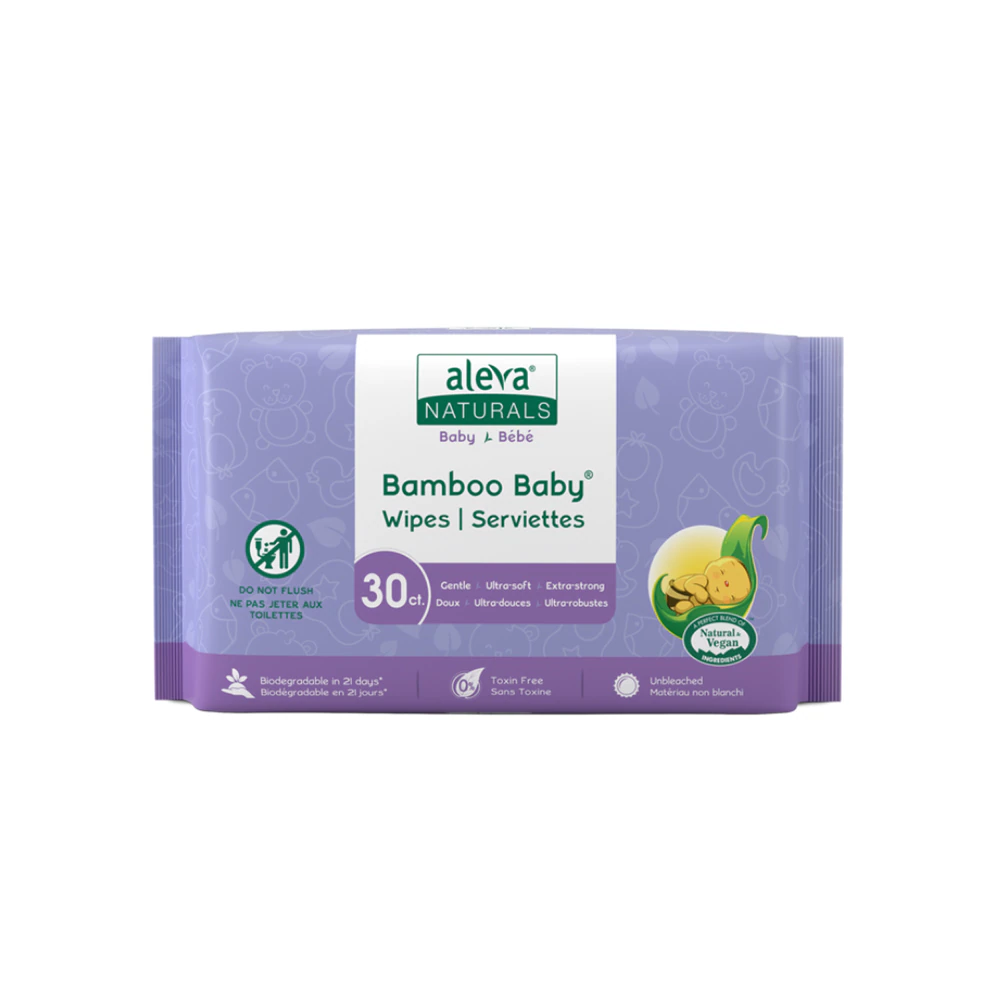 Aleva Naturals Bamboo Baby Wipes -- 30 Wipes