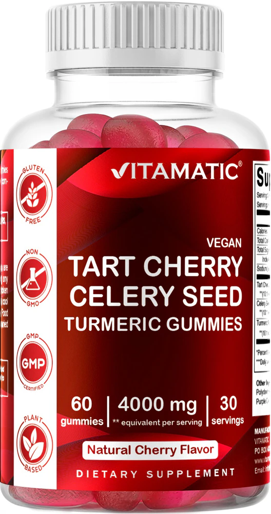 Vitamatic Tart Cherry with Celery Seed -- 4000 mg - 60 Vegan Gummies