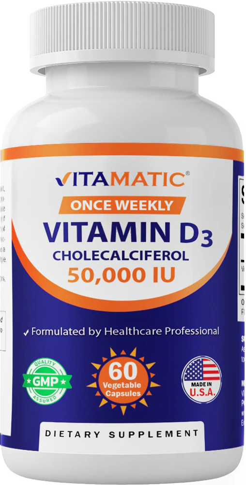 Vitamatic Vitamin D3 - 50,000 IU Weekly Dose -- 60 Vegetable Capsules