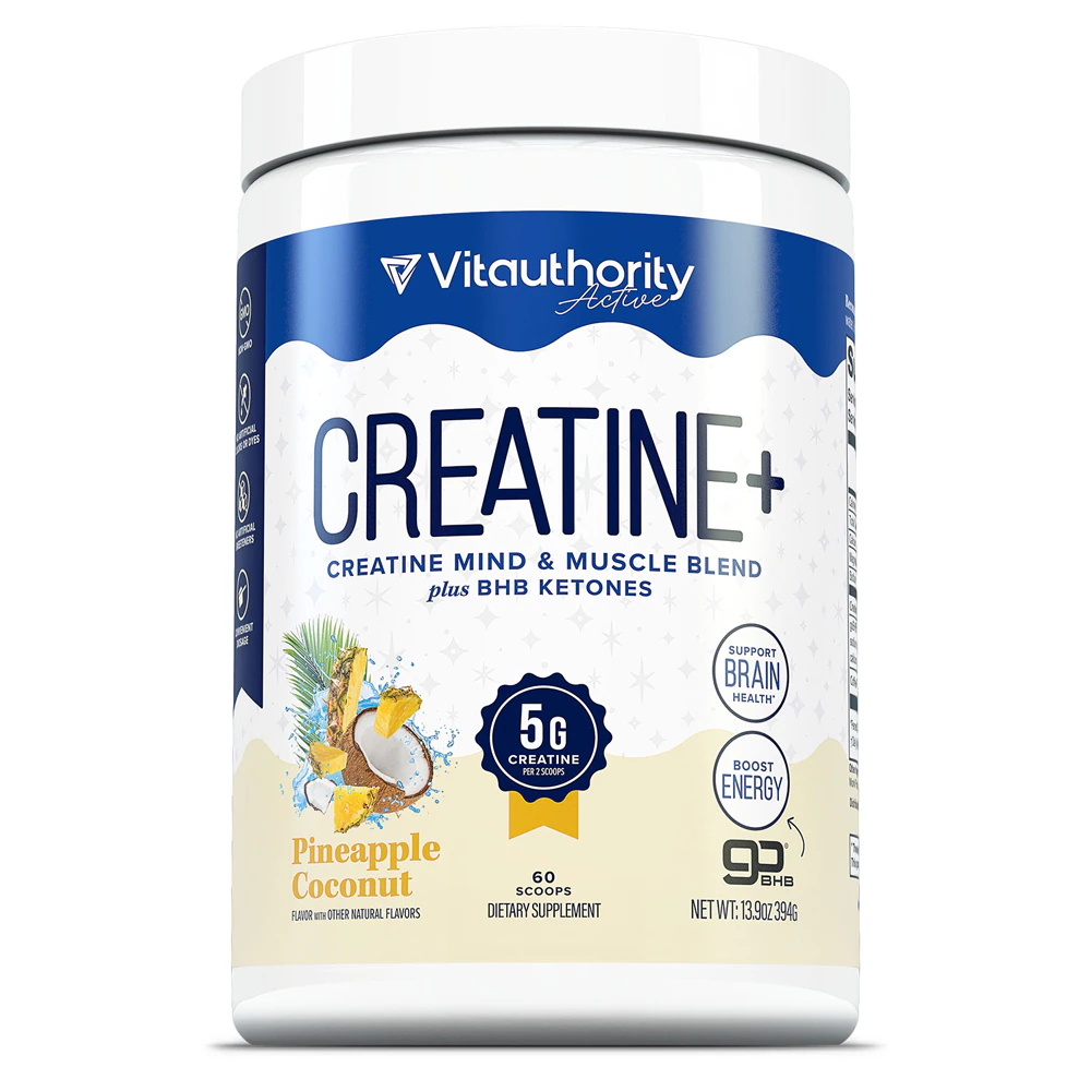 Vitauthority Creatine+ Mind & Muscle Blend with BHB Ketones Pineapple Coconut -- 60 Servings