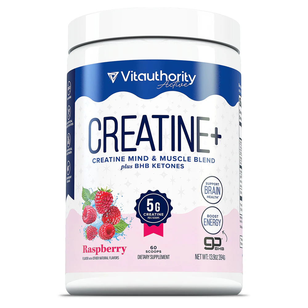 Vitauthority Creatine+ Mind & Muscle Blend with BHB Ketones Raspberry -- 60 Servings