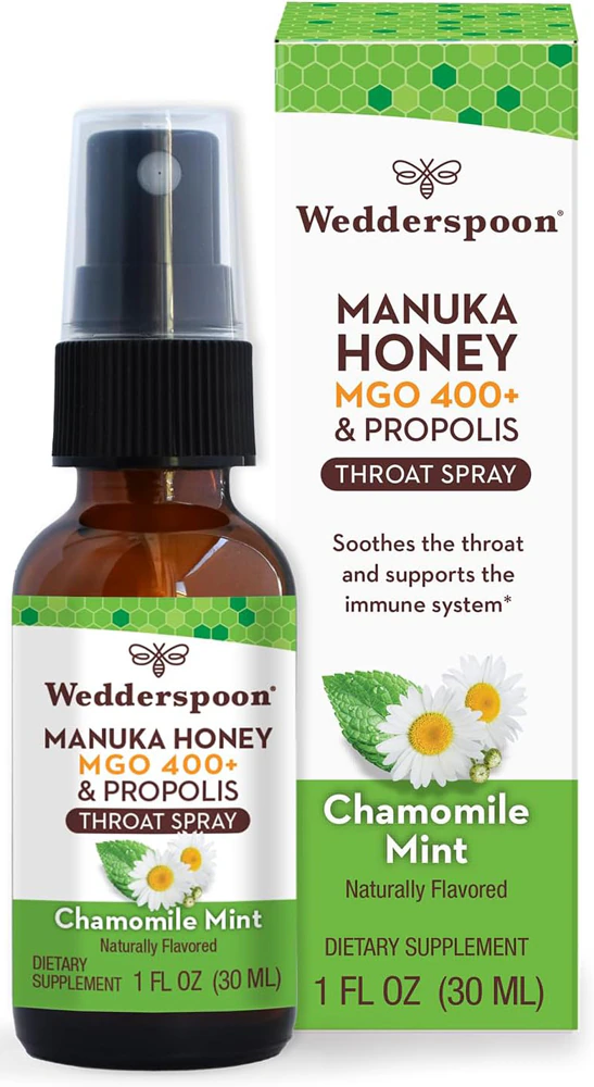 Wedderspoon Manuka Honey & Propolis Throat Spray Chamomile Mint -- 1 fl oz