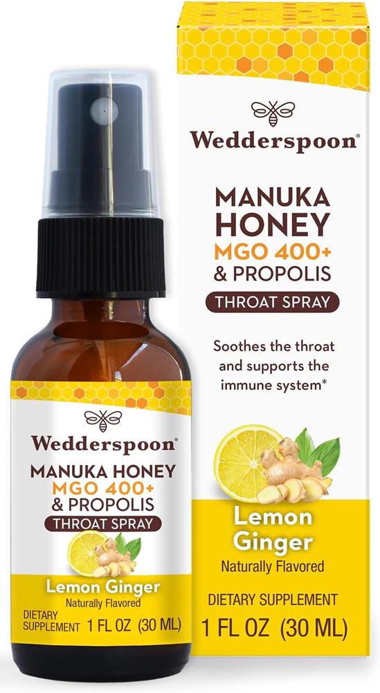Wedderspoon Manuka Honey & Propolis Throat Spray Lemon Ginger -- 1 fl oz