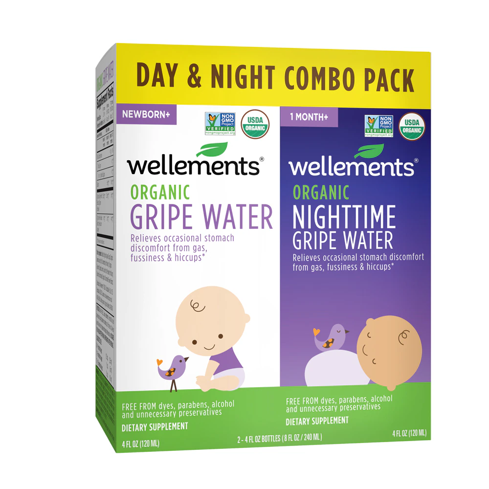 Wellements Organic Baby Gripe Water Day & Night Combo Pack -- 8 fl oz