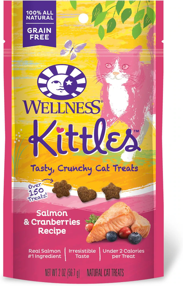 Wellness Kittles Crunchy Cat Treats Salmon & Cranberries Recipe -- 2 oz