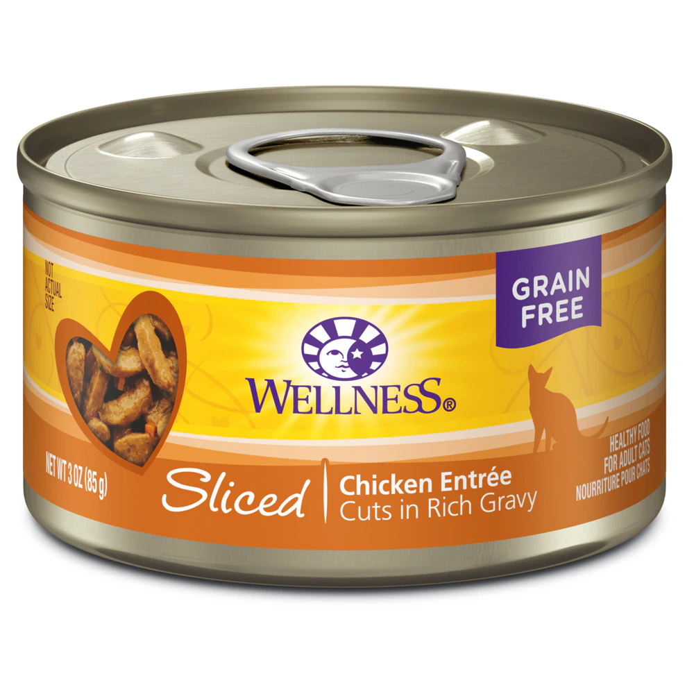Wellness Wet Cat Food Grain Free Sliced Chicken -- 3 oz