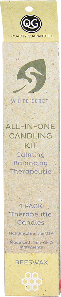 White Egret Therapeutic All-in-One Ear Candling Kit Beeswax -- 4 Candles