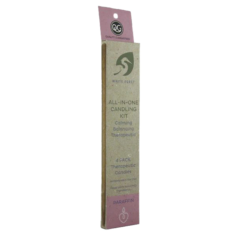 White Egret Therapeutic All-in-One Ear Candling Kit Paraffin -- 4 Candles