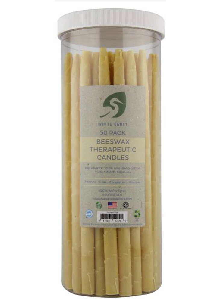 White Egret Therapeutic Ear Candles Beeswax -- 50 Candles
