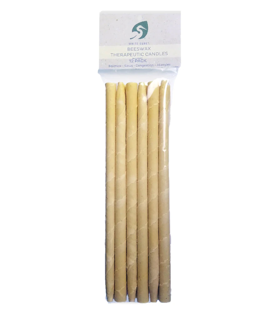 White Egret Therapeutic Ear Candles - Beeswax -- 12 Candles