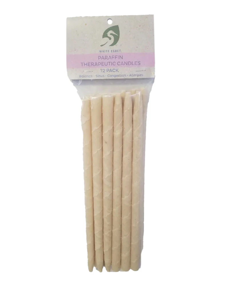 White Egret Therapeutic Ear Candles - Paraffin -- 12 Candles