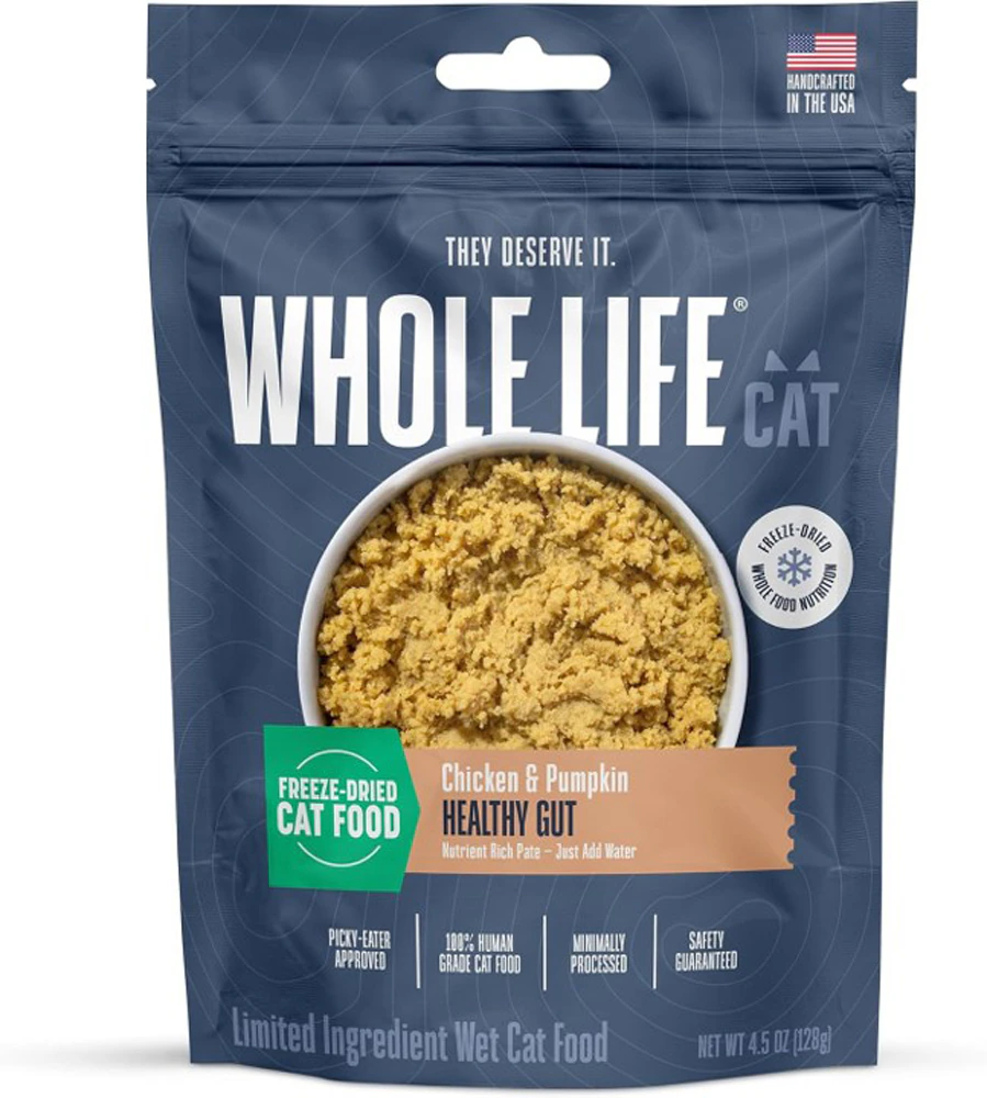 Whole Life Pet Cat Freeze-Dried Food Healthy Gut Chicken + Pumpkin -- 4.5 oz