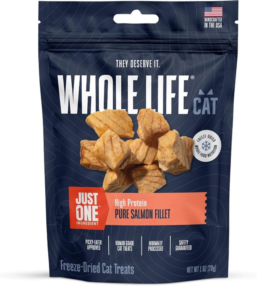 Whole Life Pet Cat Treats One Ingredient High Protein Pure Salmon Fillet -- 1 oz