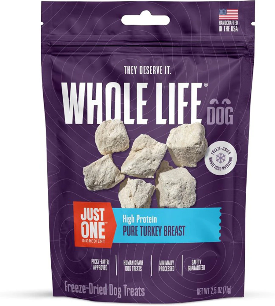 Whole Life Pet Dog Treats One Ingredient High Protein Pure Turkey Breast -- 2.5 oz
