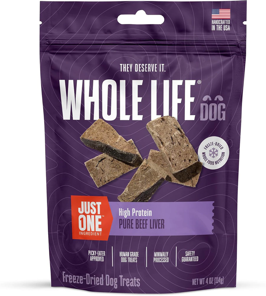 Whole Life Pet Dog Treats One Ingredient High Protein Pure Beef Liver -- 4 oz