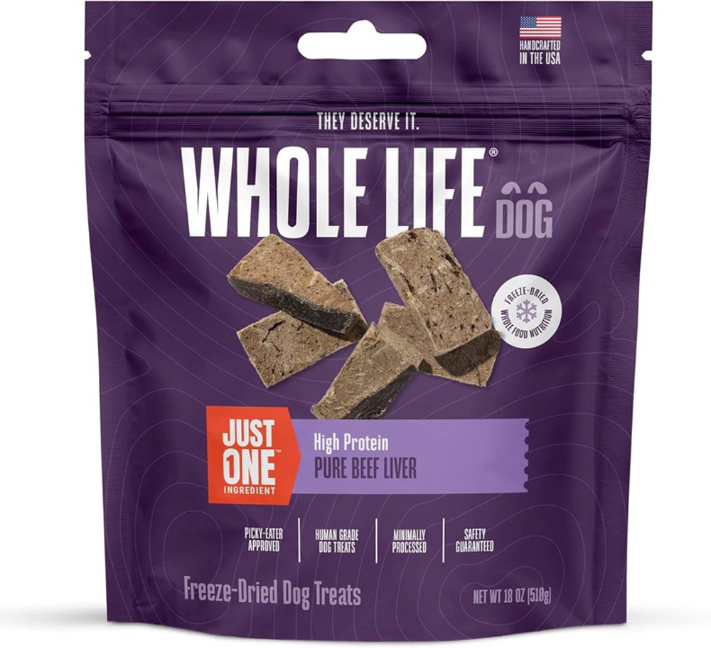 Whole Life Pet Dog Treats One Ingredient High Protein Pure Beef Liver -- 18 oz